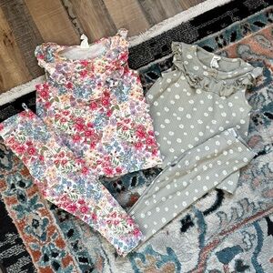 H&M Girls 18MOS Floral Print Ruffled Sleeveless Top with Matching Leggings